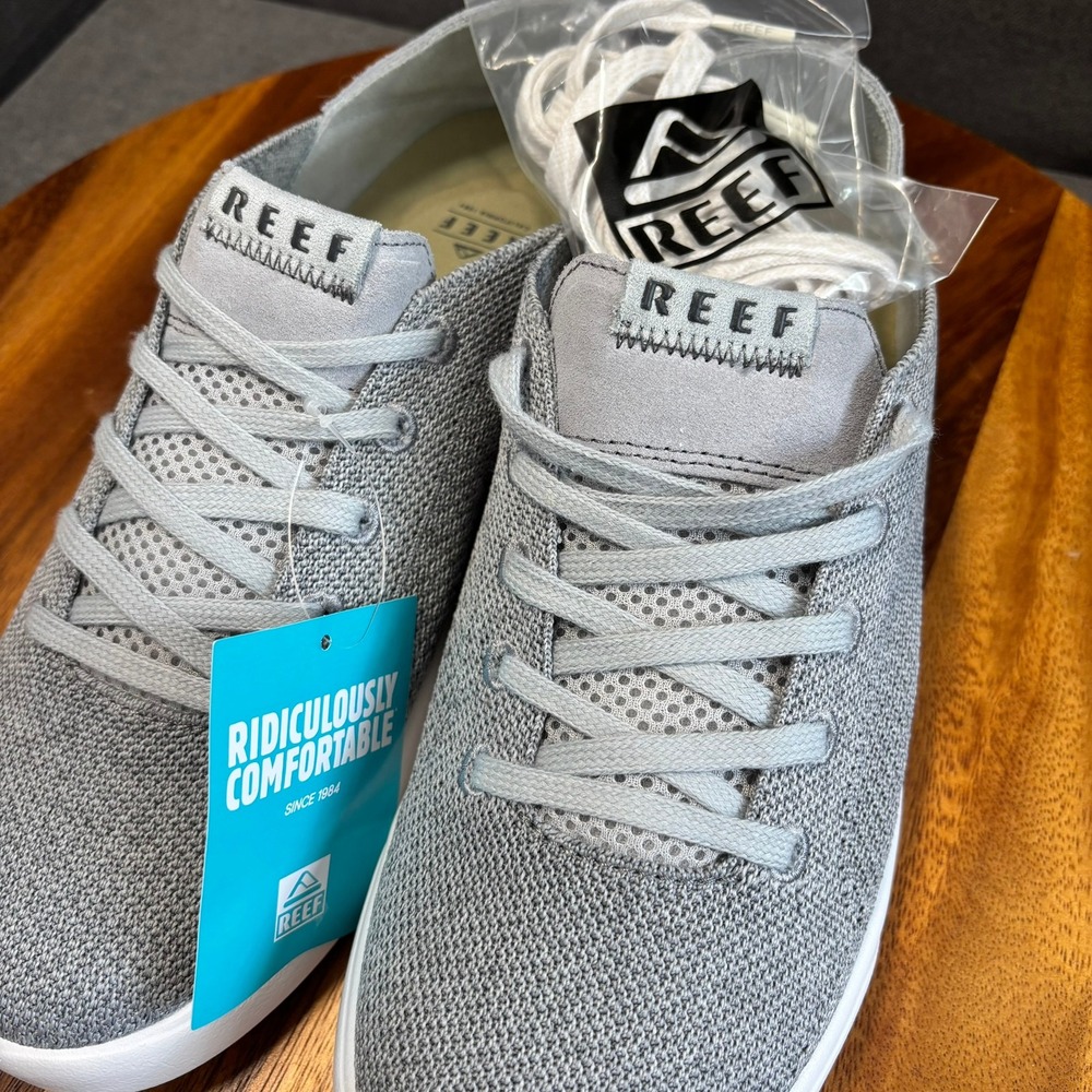 REEF Swellsole Neptune Grey Knit Casual Sneakers, mens 9.5 - Picture 7 of 8